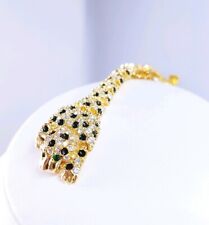 W vintage Cheetah Leopard Panther Cat Articulated Rhinestone Shoulder Brooch Pin, used for sale  Shipping to South Africa