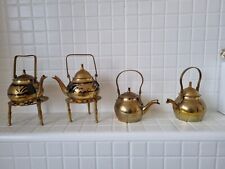 2 Pair Of Brass Kettles 1 Set with Trivets/ Stands Small Vintage Sizes In Pics for sale  Shipping to South Africa