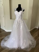 Elegant Lace Wedding Dress White Tulle Corset Back Bridal Dress With Train 8/10 for sale  Shipping to South Africa