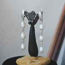 Freshwater Bee hive Pearl Long Earrings   Sterling Silver Bridal Pearl for sale  Shipping to South Africa