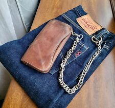 Red Moon Vintage Leather Long Wallet Montana With metal chain Brown Rare !!!, used for sale  Shipping to South Africa