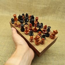 Juego de ajedrez en miniatura de madera 1957 de colección antiguas pátina tablero 7,87 inc segunda mano  Embacar hacia Argentina