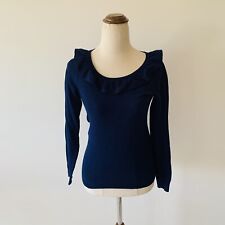 Suéter azul para mujer Review talla 6 con escote con volantes otoño segunda mano  Embacar hacia Argentina