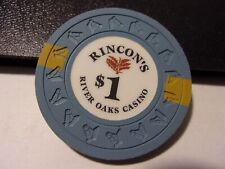 RINCON'S RIVER OAKS CASINO $1 casino gaming poker chip - Valley Center, CA for sale  Shipping to South Africa