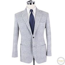 Jaqueta xadrez Kiton azul branca seda cashmere tweed 40R $10250 nova sem etiquetas atual comprar usado  Enviando para Brazil