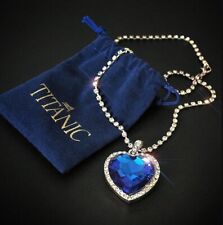 Collar Titanic Cadena Corazón del Océano Cadena Cristal Azul Real Colgante Estrás segunda mano  Embacar hacia Argentina