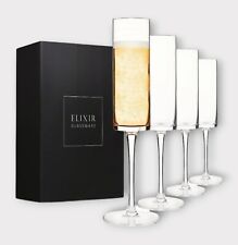 Flautas de champán, juego de vidrio de borde de 4 cristal moderno y elegante, sin plomo segunda mano  Embacar hacia Argentina