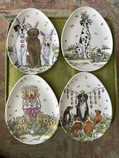 4 Melamine Adorable Easter Dogs/Egg Shaped Plates/ 7”x 9” By Prima Design FUN! for sale  Shipping to South Africa