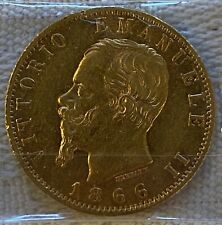 Moneta Oro Vittorio Emanuele II (1861-1878)20 Lire 1866 RARA Torino BB Perizia usato  Italia