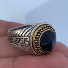 VERY RARE ANCIENT MEDIEVAL VINTAGE SILVER RING WITH BLACK STONE AMAZING ARTIFACT for sale  Shipping to South Africa