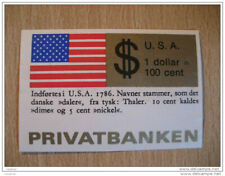 Privatbanken Coin Coins Flag USA Denmark Poster Stamp til salg  Sendes til Denmark