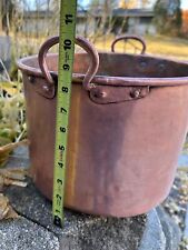 ANTIQUE HAND HAMMERED COPPER KETTLE POT 11.5" W CRAMP SEAMS FORGED HANDLES for sale  Shipping to South Africa