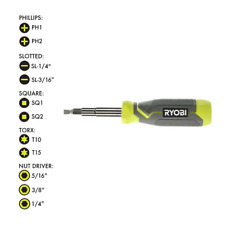NEW Ryobi Multi-Bit 11in1 Screwdriver Cushion Grip Handle Bits and Nut Drivers for sale  Shipping to South Africa