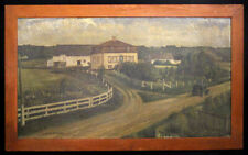 1920s Vintage Naive Folk Art Painting NEW HAMPSHIRE FARMSTEAD Primitive Outsider for sale  Shipping to Canada