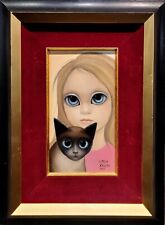 Margaret Keane - Retrato de una niña y un gato con ojos grandes - Pintura al óleo de 1967 segunda mano  Embacar hacia Argentina