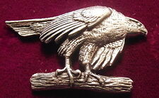 Large Pewter Poised Hawk Falconry Brooch Pin  Signed, used for sale  Shipping to South Africa
