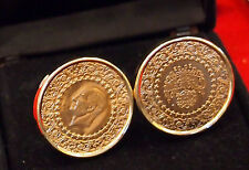 TURKISH KEMAL ATATURK PURE GOLD CUFFLINKS C 2003 LARGE GOLD COINS.23.2 GRAMS for sale  Shipping to Canada