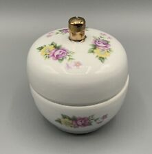 Vintage Porcelain Ceramic Round Trinket Box with Lid White Floral Stem. China for sale  Shipping to South Africa