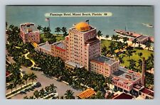 Miami Beach, FL-Florida, Flamingo Hotel, Tourist Boat  Vintage Souvenir Postcard for sale  Shipping to South Africa