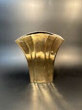 Vintage Fan Shaped Brass Vase Made in India 1980s Simple Ribbed for sale  Shipping to South Africa