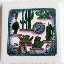 Imán decorativo de azulejos de cerámica hecho a mano Southwestern Cactus 2 x 2 segunda mano  Embacar hacia Argentina