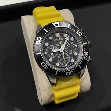 Seiko Solar cronógrafo mergulhador 200M relógio preto acabamento amarelo V175-0AD0 RARO comprar usado  Enviando para Brazil