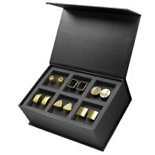 Usado, Conjunto de 6 abotoaduras feitas de aço inoxidável caixa de presente prata dourada preto fosco comprar usado  Enviando para Brazil