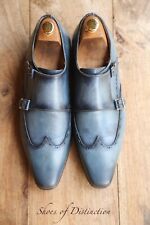 Magnanni Burnished Blue Leather Double Monk Shoes Men's UK 9 US 10 EU 43 for sale  Shipping to South Africa