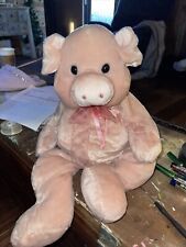 Usado, Brinquedo de pelúcia de porco rosa Kellytoy 17" com arco macio flexível Stuffie Sits comprar usado  Enviando para Brazil