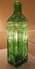 Botella de aceite de oliva vintage 1943 verde esmeralda con hojas y ramas cocina segunda mano  Embacar hacia Argentina
