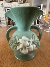 Roseville Pottery Green Gardena Double Handle Vase 684-8" Urn 8.5 inches tall, used for sale  Shipping to South Africa