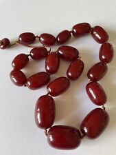 Original Vintage 1930's  Red / Cherry  Bakelite Chunky Bead Necklace, used for sale  LONDON