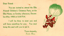 Tarjeta postal SANTA Invite Elks fiesta de Navidad para niños c1952 ""Lucha contra la tuberculosis"" 2c segunda mano  Embacar hacia Argentina
