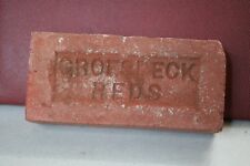 Brick GROESBECK REDS NAME Stamped in OLD VINTAGE Clay Brick, used for sale  Shipping to South Africa