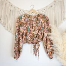 Blusa Free People tamanho XS colorida manga folhada gola V tamanho grande comprar usado  Enviando para Brazil