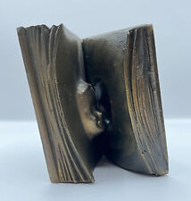 Sculpture bronze livre ouvert avec visage, signée N.HERZELE, daté 1988. comprar usado  Enviando para Brazil