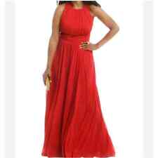 Badgley Mischka Encore Gown 6 Red Pleated Gala Evening Formal Maxi Wedding Event for sale  Shipping to South Africa