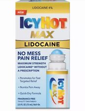 2 PACK Icy Hot MAX Lido No Mess Pain Relief Roll On Applicator -(2 PACK 2.5oz), used for sale  Shipping to South Africa