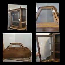 Vintage Curio Cabinet 3 Wood Shelves Door Footed Tabletop Curio Glass Door , used for sale  Shipping to South Africa