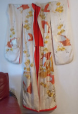 JAPANESE SILK WEDDING KIMONO UCHIKAKE ROYAL RED GOLD PHOENIX BROCADE EMBROIDERED for sale  Shipping to South Africa