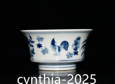 Usado, Copo padrão frango azul e branco fetal vermelho porcelana Ming Chenghua 3,1" comprar usado  Enviando para Brazil