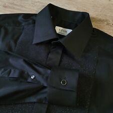 Used, ETON Contemporary men's Size 41/16 L-XL Dress Shirt French Cuff Black Silver for sale  Shipping to South Africa