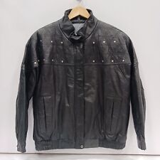 Men's Black Accent Leather Jacket Size L for sale  Shipping to South Africa