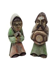 Figuras vintage de arte popular tallada a mano madera de 6" hombre y mujer aldeanos  segunda mano  Embacar hacia Mexico