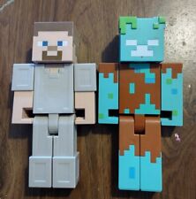 Lote de 2 figuras de Minecraft.  Steve y un zombi ahogado de 9 pulgadas de 8,5 pulgadas. segunda mano  Embacar hacia Argentina
