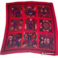 VTG Ginnie Johansen Large Silk Scarf Alphabet 37”x 37” Red Blue Green Square for sale  Shipping to South Africa