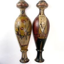 Vintage Poole People Pair American Folk Art Furniture Art Signed Dated 16.25" for sale  Shipping to South Africa