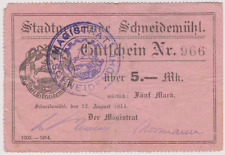 Schneidemühl (Piła), 5 Mk, 12.08.1914 (bis 15.10.1914; 966) na sprzedaż  PL
