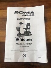 Shoprider whisper manual for sale  BRIGHTON
