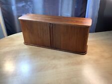 Vintage MCM Teak Wood Tambour Door Hanging Floating Shelf Cabinet  for sale  Shipping to South Africa